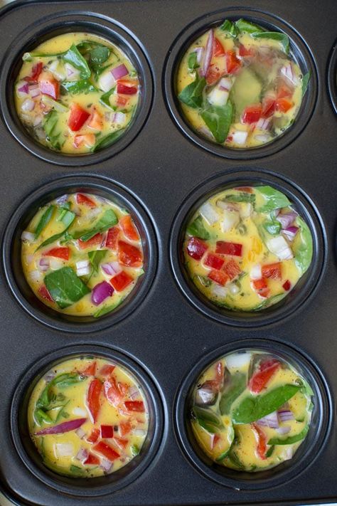 Southwest Egg Muffin Cups are made with a few fresh ingredients and bake in the oven in less than 30 minutes! These egg cups are great for meal prep and are enjoyed by kids and adults. A healthy breakfast or snack with less than 70 calories each. Jumbo Egg Muffin Cups, Lactose Free Dinners, Mealprep Recipe, Veggie Egg Cups, Muffin Cups Recipes, Egg Muffins Healthy, Keto Fasting, Baked Egg Cups, Cups Recipes