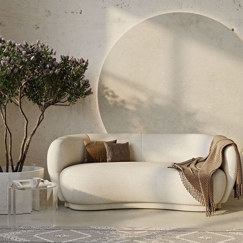 Modern Curved Sofa, Curvy Sofa, Organic Sofa, Leisure Space, Comfy Sofa, Curved Sofa, White Sofas, Curve Design, Sofa Home