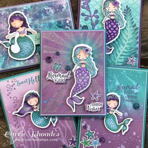 Mermaid Birthday Cards Handmade, Mermaid Cards Ideas, Mermaid Cards Handmade, Mermaid Birthday Cards, Atc Coins, Mermaid Birthday Card, Mermaid Cards, Mermaid Card, Anna Griffin Christmas Cards