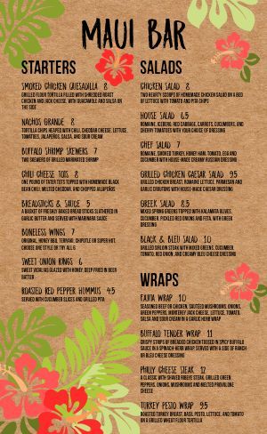 Tropical Menu Design, Floral Bar, Menu Maker, Bar Menu Template, Food Truck Menu, Tropical Food, Kind Bars, Menu Design Template, Event Poster Design