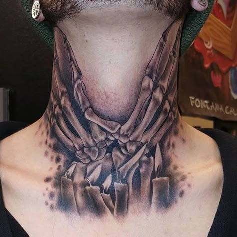 130 Cool Throat Tattoos Ideas With Meanings (2023) - TattoosBoyGirl Creative Neck Tattoos, Neck And Throat Tattoos Men, Neck Tattoos For Men, Throat Tattoos, Neck Tats, Front Neck Tattoo, Full Neck Tattoos, Neck Tattoo Ideas, Best Neck Tattoos