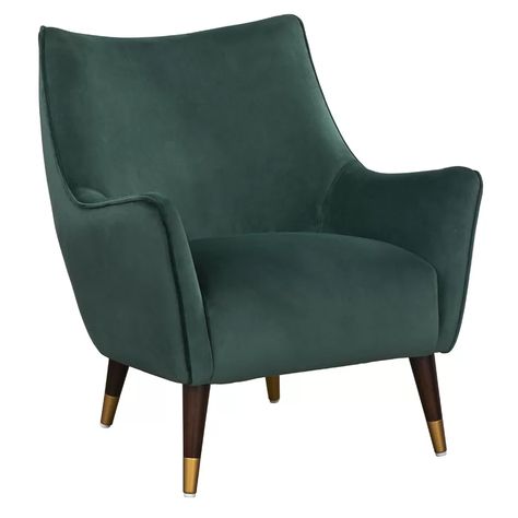 Green Wingback Chair, Dark Green Chair, Living Room Setup, Accent Arm Chairs, Mid Century Chair, Green Chair, Upholstered Arm Chair, Cozy Nook, Room Setup