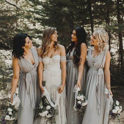 Grey bridesmaid dresses #wedding #weddinginspiration #boho #bohemianwedding Grey Bridesmaid Dress, Timeline Template, Bridesmaid Dresses Boho, Grey Bridesmaids, Grey Bridesmaid Dresses, Long Bridesmaid Dress, Gray Weddings, Dress Bridesmaid, Dress With Belt