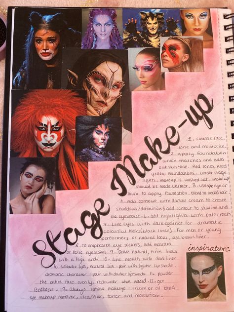 Mood Board Inspiration Art Gcse, Makeup Portfolio Book, Makeup Mood Board Inspiration, Makeup Portfolio Ideas, Makeup Sketchbook, Drama Portfolio, College Sketchbook, Makeup Moodboard, Portfolio Makeup