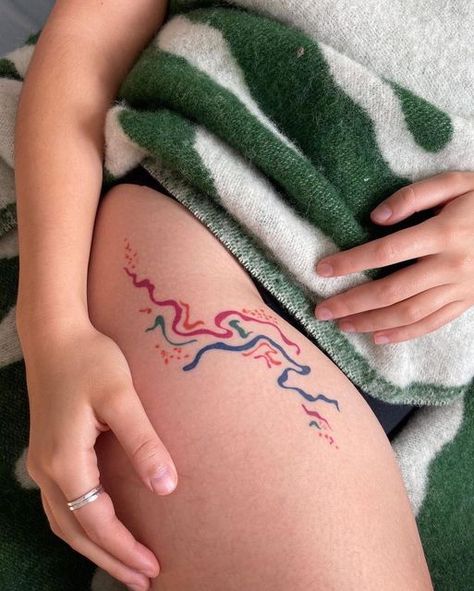 Light Colored Tattoos, Tattoos About Nature, Light Color Tattoo Ink, Light Color Tattoo, Body Tattoo Ideas, Color Ink Tattoos, Colorful Fine Line Tattoo, Healed Color Tattoo, Tattoo Colors