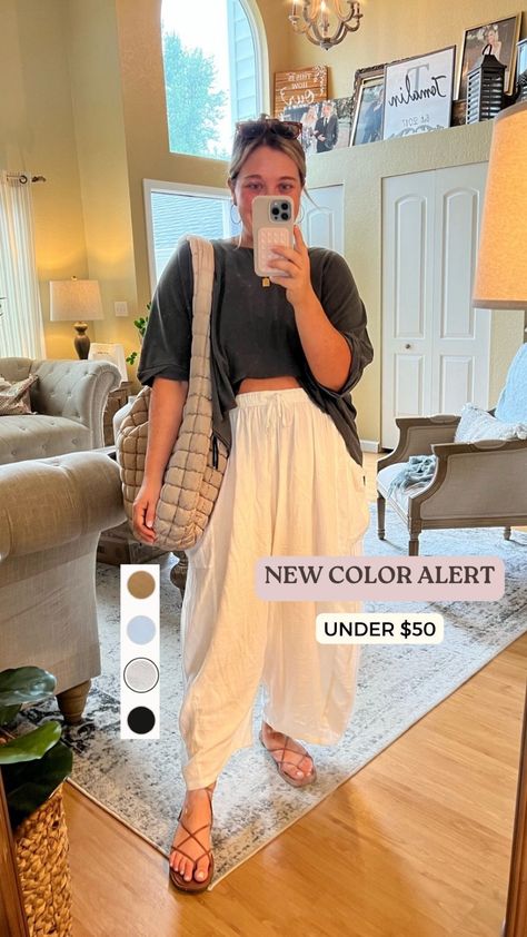 Quinn Pants curated on LTK Quinn Pants Outfit, Float Pants Outfit, Nannying Outfits, Flowy Pants Outfit Dressy, Flowy Pants Outfit Summer, Flowy Summer Outfits, Pants Outfit Dressy, Palette Wardrobe, Quinn Pants