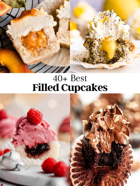 These filled cupcakes recipes are a delightful twist on the classic cupcake, offering a surprise burst of flavor in every bite. Gourmet Cupcakes Flavors, Cupcake Recipes Unique, Cupcakes Rellenos, Holiday Recipes Christmas Desserts, Muffin Cups Recipes, Chocolate Cupcakes Filled, Christmas Cupcakes Recipes, Simple Family Meals, Muffins Recipes