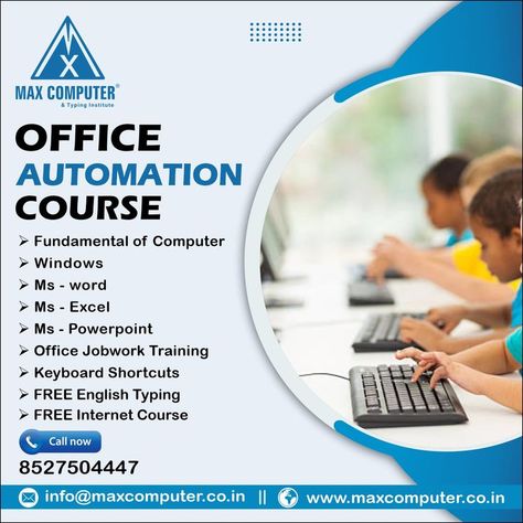 Computer Courses Banner, Form Letter, English Typing, Ads Inspiration, Computer Theme, Accounting Course, Flex Banner Design, Admissions Poster, Office Automation