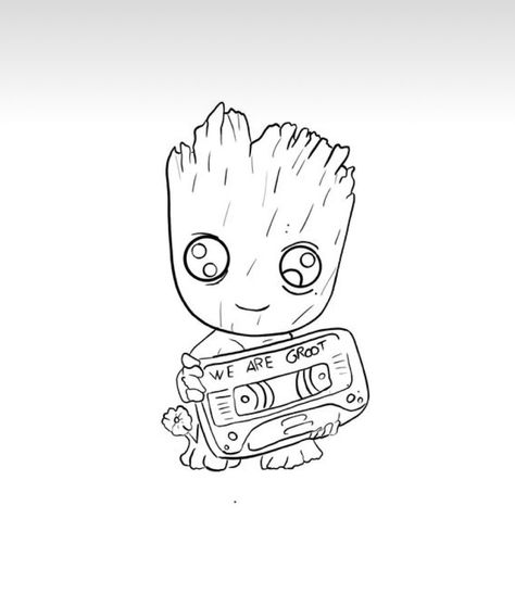 Groot Tattoo Ideas, Groot Drawing, Groot Tattoo, Marvel Drawings, Colouring Pages, Drawing Ideas, Cartoon Art, Tatting, Tattoo Ideas