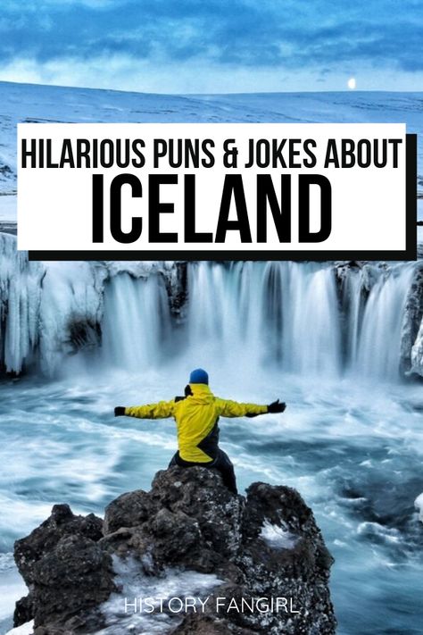 27 Hilarious Iceland Puns & Instagram Caption Inspiration - History Fangirl Going to Instagram Iceland this year? I've gathered (and came up with) 27 hilarious Iceland puns and Iceland jokes that will make funny captions for your Iceland instagram photos. These funny Iceland Instagram captions will crack you up! #iceland #icelandtravel #icelandtrip #icelandphotography #icelandinstagram Iceland Road Signs, Icelandic Quotes, Icelandic Sayings, Iceland Nails, Iceland Quotes, Iceland Quote, Iceland Instagram, Caption Inspiration, Clever Jokes