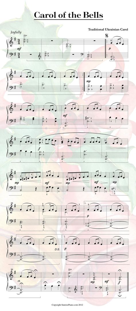 Carol Of The Bells Piano, Christmas Piano Sheet Music, Ukrainian Christmas, Christmas Piano, Carol Of The Bells, Christmas Songs, Independent Music, Music Sheets, Piano Sheet