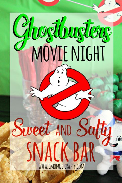 Set up this easy sweet and salty snack bar for your next movie night! #CatchMoreData #Ghostbusters #ad Ghostbusters Movie Night Food, Ghostbusters Snacks, Casper Themed Movie Night, Ghostbusters Movie Night, Ghostbusters Themed Food, Ghostbusters Food, Storks Movie, Family Movie Night Snacks, Creative Dinner