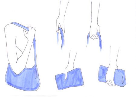 Holding a bag - how to draw it? I Draw Fashion, Bag Shapes, Draw Fashion, Fashion Design Books, Accessory Design, Anime Hands, Bag Illustration, Drawing Body Poses, Fashion Illustrations Techniques