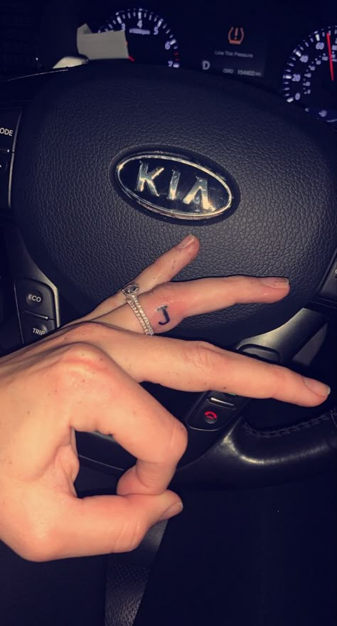 Letter Ring Tattoo Initials, J Tattoo Ring Finger, Finger Tattoos For Couples Initials, Finger Tattoos Ring Finger Tattoo, J On Ring Finger Tattoo, Husband Name Tattoo On Ring Finger, Finger Tattoos With Initials, Letter J Tattoo Finger, J On Finger Tattoo