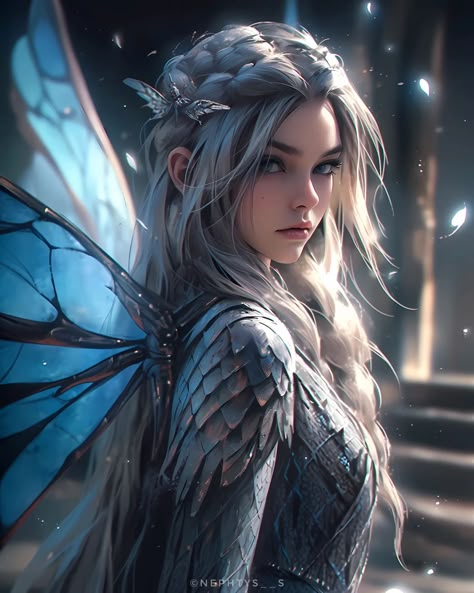 Fairy With Wings, Fairy Girl Art, Beautiful Fairy, Girl With Wings Art, Winged Woman, Fantasy People Art, Pixie Fantasy Art, Fairies Artwork, Winged Character Art