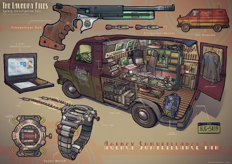 ArtStation - The Laundry Files - Agency Surveillance Van Surveillance Van, Post Apocalyptic Art, 8bit Art, Apocalypse Survival, Zombie Survival, Action Video, 판타지 아트, The Agency, Environment Concept Art