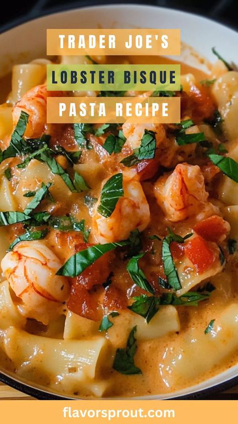 Trader Joe’s Lobster Bisque Pasta Recipe – Flavor Sprout Trader Joe’s Seafood Blend Recipe, Trader Joe’s Lobster Pasta, Trader Joes Lobster Bisque Pasta, Lobster Bisque Pasta, Trader Joes Recipes Dinner, Lobster Pasta Recipe, Lobster Bisque Recipe, Lobster Pasta, Fresh Lobster