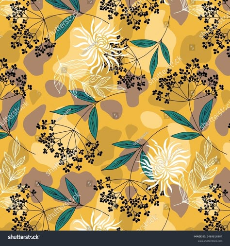 Allover Yellow Colored Flowers Pattern Green Stock Illustration 2489816987 | Shutterstock Allover Design Pattern, Shutter Stock, Ajrakh Prints, Allover Design, Borders Design, Allover Pattern, Digital Borders Design, Colored Flowers, Gold Ornaments