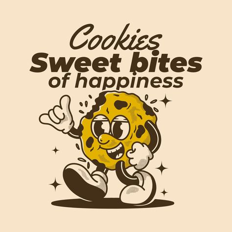 Cookies, sweet bites of happiness . Please visit WWW.ADIPRA.COM to download this artwork, buy t-shirt, or order for custom artwork . adprstudio@gmail.com www.adipra.com . #cookies #cookiescharacter #vintagecookies #cookiesmascot #cookieslogo #cookiesillustration #adiprastd #tshirtdesign #clothingbrand #retrodesign #vintagedesign #branddesign #appareldesign #branding #procreate #artwork #logodesign #adiprastudio Taco Character Design, Cookie Mascot, Cookie Doodle, Cookie Character, Procreate Artwork, Latinas Quotes, Cartoon Cookie, Diy Crafts For Teen Girls, Business Logo Inspiration