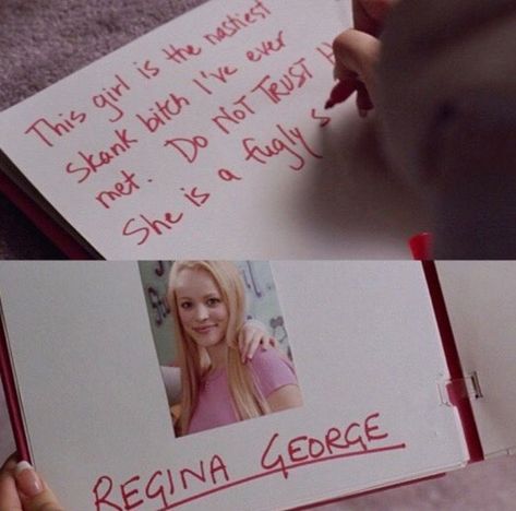 Mean Girls Rules, Mean Girls Musical, Mean Girl 3, Character Moodboard, Mean Girls Burn Book, 2000s Trashy, Mean Girls Movie, Burn Book, Regina George