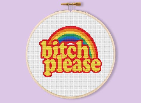 Swear Words Quotes, Quotes Rainbow, Swear Words, Cross Stitch Quotes, Stitch Quote, Pattern Rainbow, Funny Cross Stitch Patterns, Subversive Cross Stitch, Cross Stitch Funny