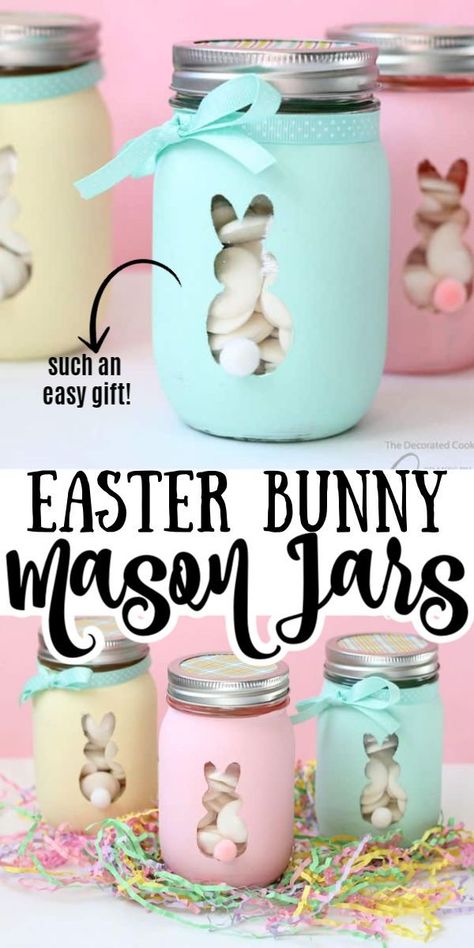 Easter Jars, Homemade Easter Gifts, Easter Mason Jar Crafts, Spring Mason Jar, Easter Gift For Adults, Easter Mason Jars, Spring Easter Crafts, Easter Candles, Mason Jar Gifts