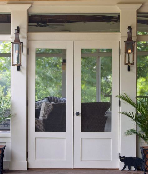 Choosing the right porch door - The Porch CompanyThe Porch Company Screen Porch Black Trim, Screen Porch Door, Screened Porch Doors, Double Screen Doors, Double Storm Doors, Screened Front Porches, Screen Porches, Porch Kits, Porch Design Ideas