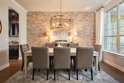 Open Plan Dining Room, Accent Wall Dining, Accent Wall Dining Room, Open Plan Dining, Cypress House, Wall Dining Room, Tile Accent Wall, Dining Room Accent Wall, Brick Accent Wall