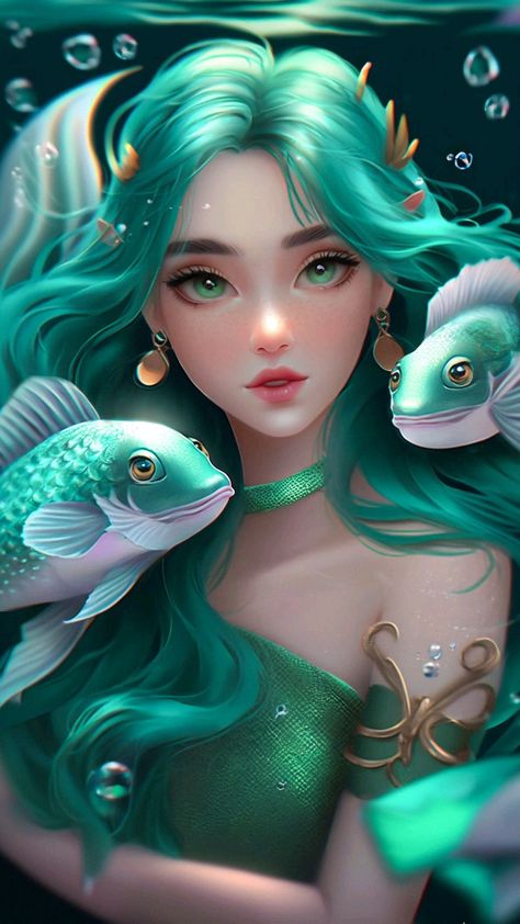 Anime Mermaid Female, Pisces Girl, Anime Mermaid, Mermaid Illustration, Real Mermaids, Pisces Sign, Astrology Art, Fantasy Images, Beautiful Mermaids