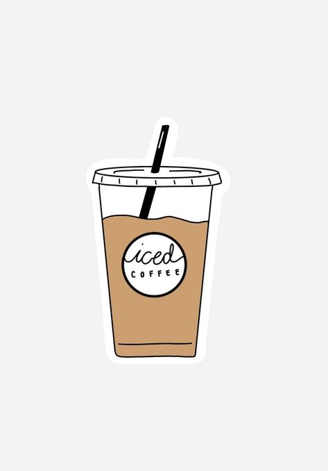 Latte Tattoo, Iced Coffee Sticker, Coffee Cup Tattoo, Notion Board, Dutch Bros Drinks, Coffee Cup Icon, Sticker Inspiration, Coffee Doodle, Procreate Ideas