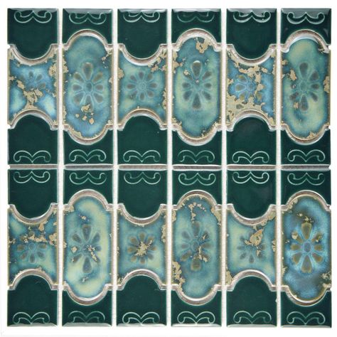 The Merola Tile Montego Emerald 12 in. x 12 in. Porcelain Mosaic Floor and Wall Tile features a unique mosaic composition as well as a beautiful multi-tonal glaze. With a glossy finish in multiple tones Affinity Tile, Pool Tiles, Mosaic Floor, Ceramic Mosaic Tile, Merola Tile, Porcelain Mosaic Tile, Accent Tile, Mosaic Flooring, House Tiles