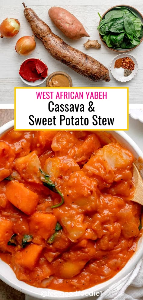 African Pork Recipes, Plant Based African Recipes, Sweet Potato Fufu, Cassava Recipes Dishes, Ethnic Soup Recipes, African Stew Recipes, Vegan African Food, African Yams Recipe, African Recipes Authentic