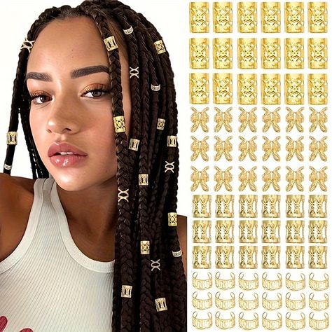 Hairstyles hair styles  peinados cabello corto peinados faciles coiffure Hair Charms For Braids, Diy Dreadlocks, Gold Hair Jewelry, Braids Accessories, Hair Jewelry For Braids, Hair Accessories Braids, Style Braids, Braided Dreadlocks, Braid Cuffs