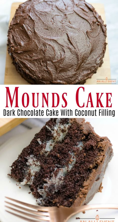 Mounds Cake, Coconut Filling, Cake With Coconut, Torte Cupcake, Delicious Cake Recipes, Cake Mix Recipes, Chocolate Frosting, Yummy Sweets, Holiday Cooking