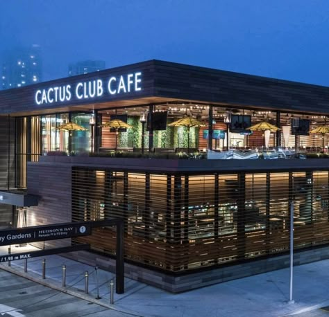 Rooftop Restaurant Design, Restaurant Exterior Design, Cactus Club, Container Restaurant, Modern Restaurant Design, Restaurant Exterior, Interior Architecture Drawing, Entrance Gates Design, Bar Interior Design