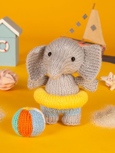 Summer Swimming Elephants // Knitting Pattern Knitted Hippo Free Pattern, Knitted Elephant Pattern Free, Knit Elephant Pattern Free, Knitted Elephant Pattern, Knitting Elephant, Knit Hippo Pattern Free, Chunky Knitting Patterns, Chunky Knitting, Elephant Pattern