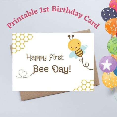 1 Year Birthday Card, First Bee Day, Bee Birthday Cards, First Birthday Card, 1st Birthday Card, 1 Year Birthday, First Birthday Cards, Bee Day, 1st Birthday Cards