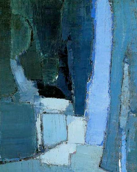 NICOLAS DE STAÊL "LE PRINCE DESÉSPÉRÉ" - Anne Vallery-Radot = Rubriques Soyut Sanat Tabloları, Abstract Landscape Painting, Tempera, Blue Art, Art Abstrait, Contemporary Paintings, Abstract Landscape, Blue And Green, Abstract Expressionism