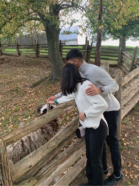 petting zoo, sheep, pumpkin patch, couple, relationship, cute, animals, fall, aesthetic Petting Zoo Photoshoot, Zoo Couple Pictures, Zoo Date Couple, Zoo Aesthetic Date, Zoo Date Aesthetic, Zoo Date, Zoo Pictures, Date Activities, Cute Date Ideas