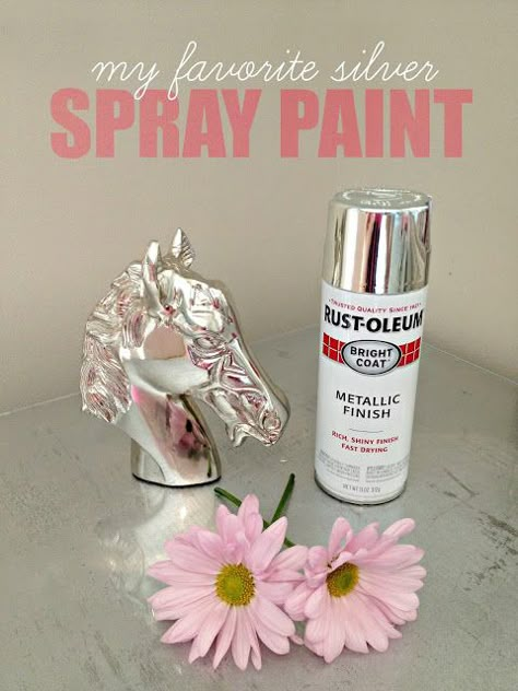 The best chrome silver spray paint to use! Do It Yourself Decoration, Silver Spray Paint, Silver Spray, Thrift Store Diy, Thrift Store Furniture, Desk Makeover, Ideas Hogar, Décor Diy, Redo Furniture