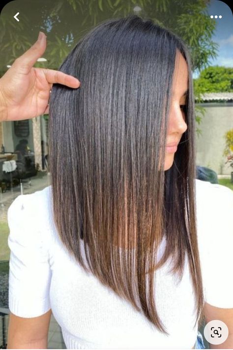 Bob Hairstyles Long Hair, Triangle One Length Below The Shoulder, Very Long Bob Straight, Long Bob With Peekaboo Color, Long Bob From The Back, Long A Line Bob Haircut, Long Mikado Haircut, Long Lob Haircut With Layers Face Framing, Long Hair To Medium Haircut