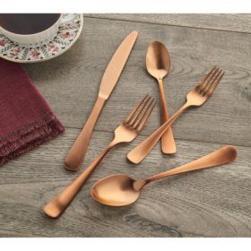 Copper Flatware, Stainless Steel Silverware, Cat Tree House, Flatware Sets, Steel Wool, Flatware Set, Simple Shapes, Flatware, Cambridge