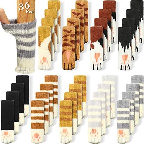 36 Pieces (9 Sets) Cat Furniture Socks Cat Paw Chair Leg Socks Knitted Furniture Socks Non Slip Chair Table Leg Floor... Knitted Furniture, Furniture Socks, Cat Chair, Chair Socks, Leg Socks, Chair Leg Floor Protectors, Furniture Pads, Chair Table, Tea Coaster