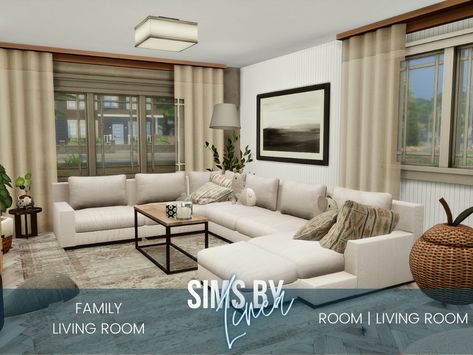 The Sims Resource - Family Living Room Sims 4 Cc Farmhouse Living Room, Sims 4 Mods Living Room, S4cc Furniture Living Rooms, Cc Living Room Sims 4, Modern Living Room Sims 4, Sims 4 Modern Living Room Cc, Sims 4 Cozy Living Room, Sims 4 Cc Sofa Living Rooms, Sims 4 Cc Sectional Couch