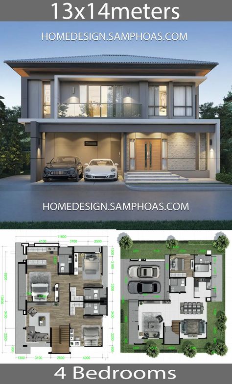 Two Story House Design, 2 Storey House Design, Two Story House Plans, Two Story House, High Income, Minimalist House, Modern Style House Plans, House Construction Plan, Model House Plan