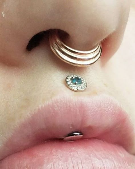 Piercing Composition, Jestrum Piercing, Philtrum Piercing, Moon Eyes, Medusa Piercing, Face Piercings, Studio Wall, Facial Piercings, Piercing Jewellery