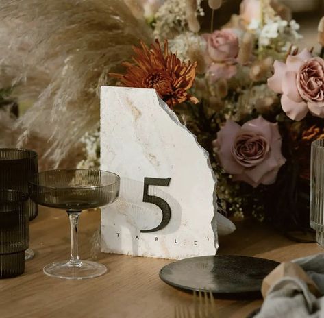 Stone Table Number, Friendsgiving Inspiration, Table Number Sign, Wood Table Numbers, Stone Sign, Acrylic Table Number, Wedding Numbers, 70th Birthday Parties, Restaurant Wedding