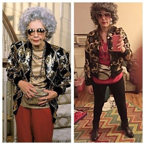 Old Lady Halloween Costume, Grandma Yetta, Granny Costume, Grandma Costume, Costume Zombie, Cat Mad, Christmas Eve Outfit, Grandma Clothes, Old Lady Costume