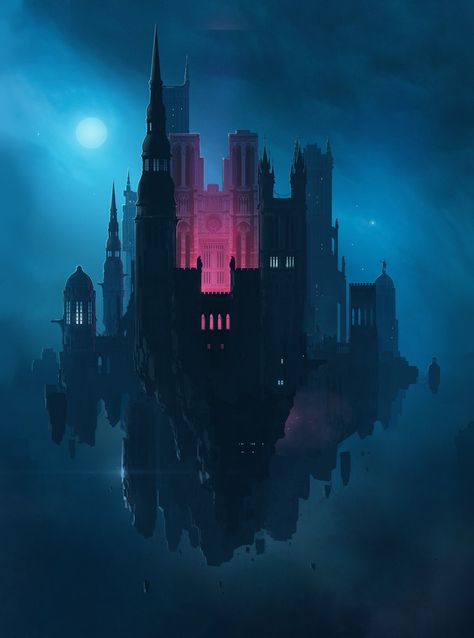 Bg Design, Castle In The Sky, Fantasy Castle, Fantasy City, Fantasy Places, Fantasy Setting, Matte Painting, Fantasy Concept Art, Environment Design