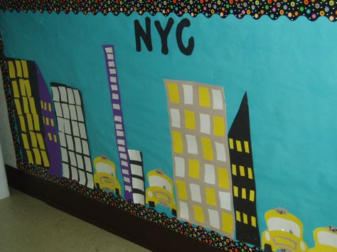 New York Bulletin Board, Superhero Class, Seasonal Bulletin Boards, Bullentin Boards, Adventure Theme, Door Decorations Classroom, School Bulletin Boards, Nyc Subway, Organization Decor